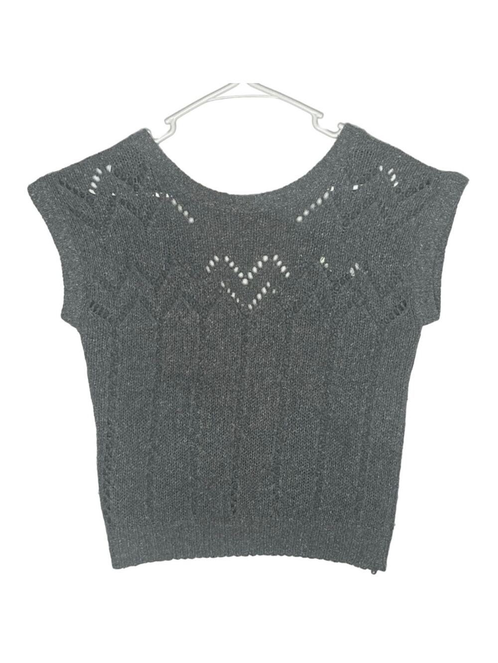 Vintage FaBE Silk & Angora mix, gray vest with a deep V on the back size Large